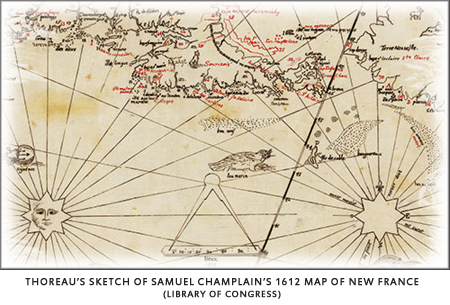 Thoreau's sketch of Champlain's map of New France