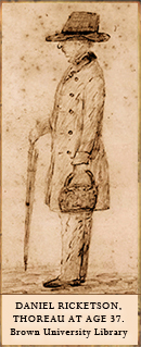 Ricketson's sketch of Thoreau at age 37.